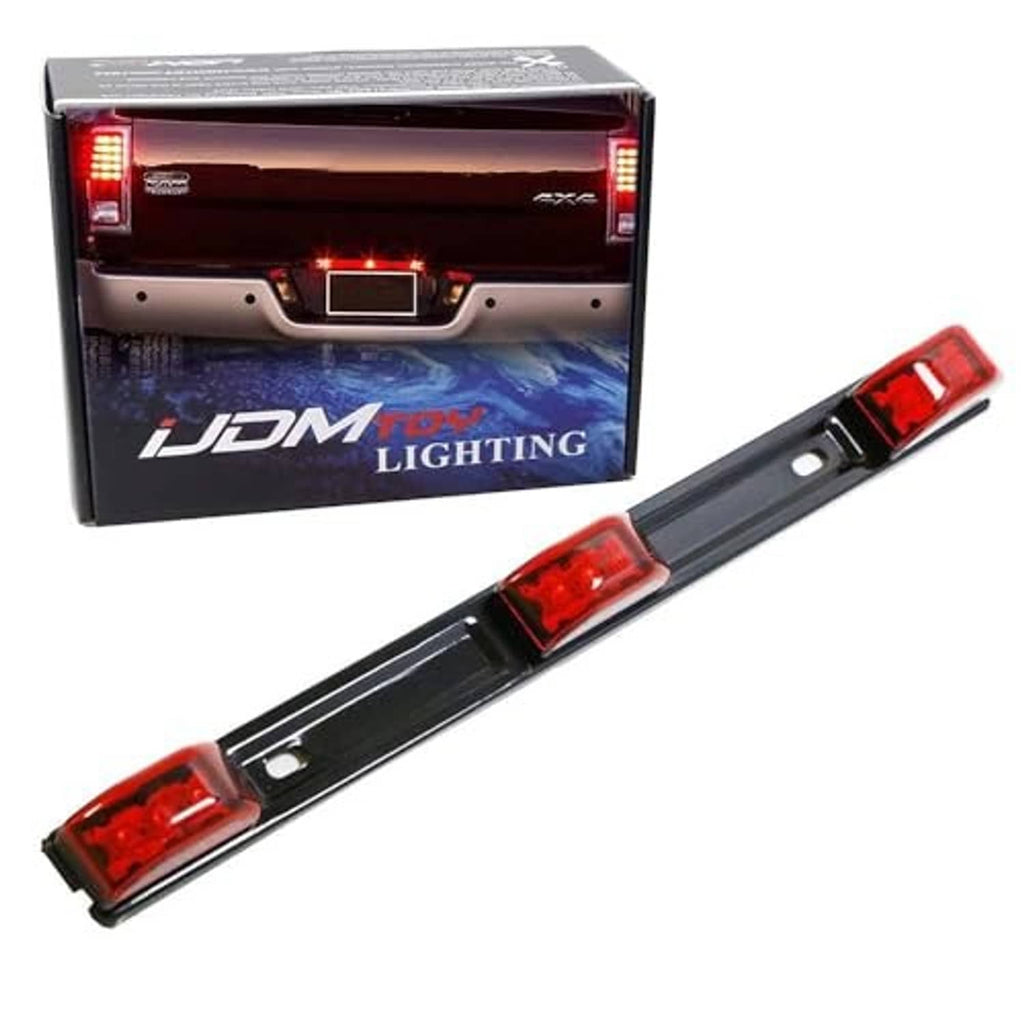 Truck rear LED ID light bar, black housing with three red lens sections
