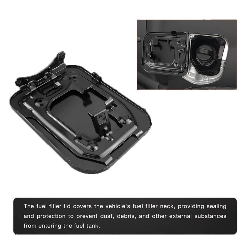 Black fuel filler lid cover with inner mounting posts for replacement