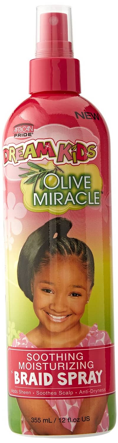 African Pride Dream Kids Olive Miracle braid spray, 12 fl oz bottle