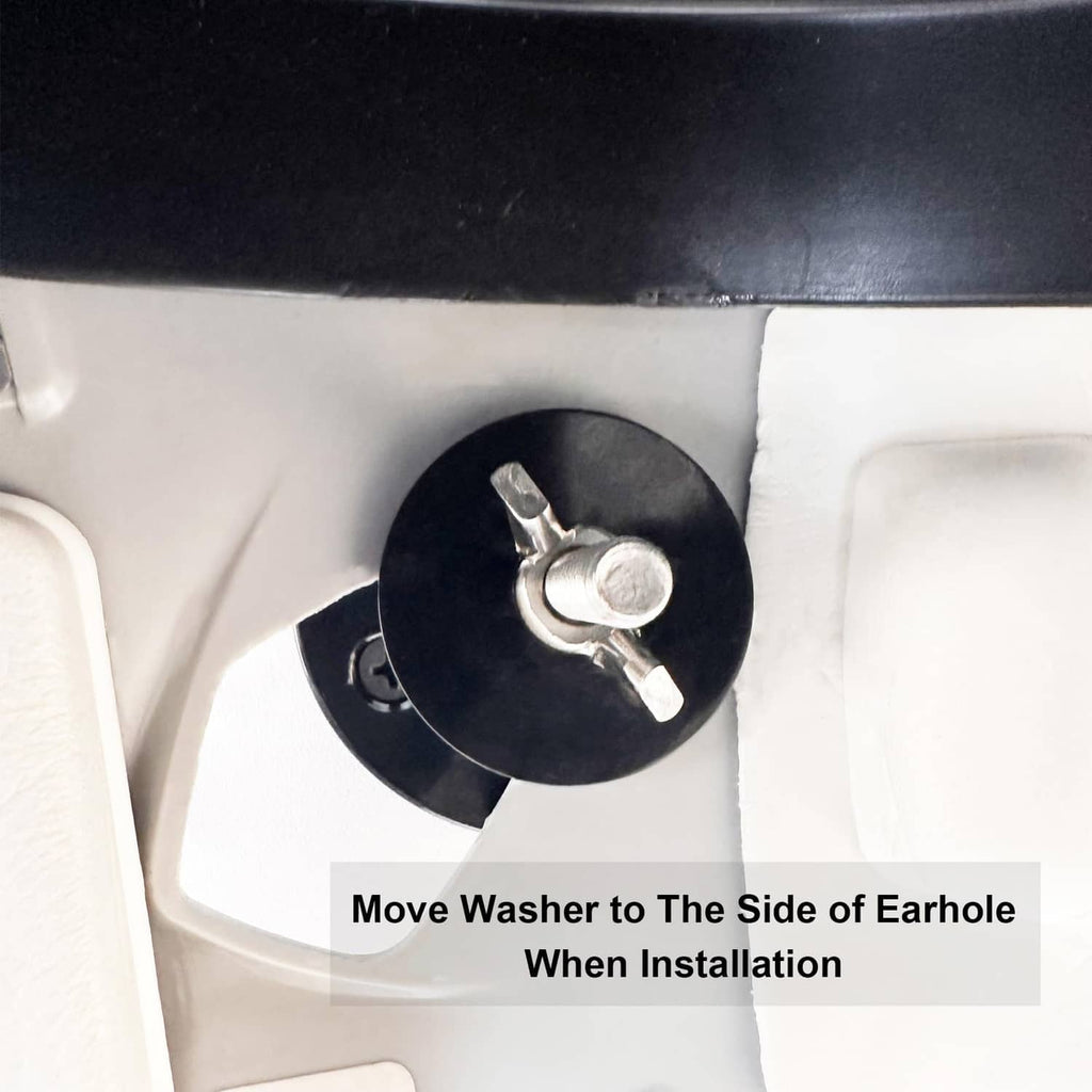 Black round helmet wall mount plate with central bolt, washer, and wing nut