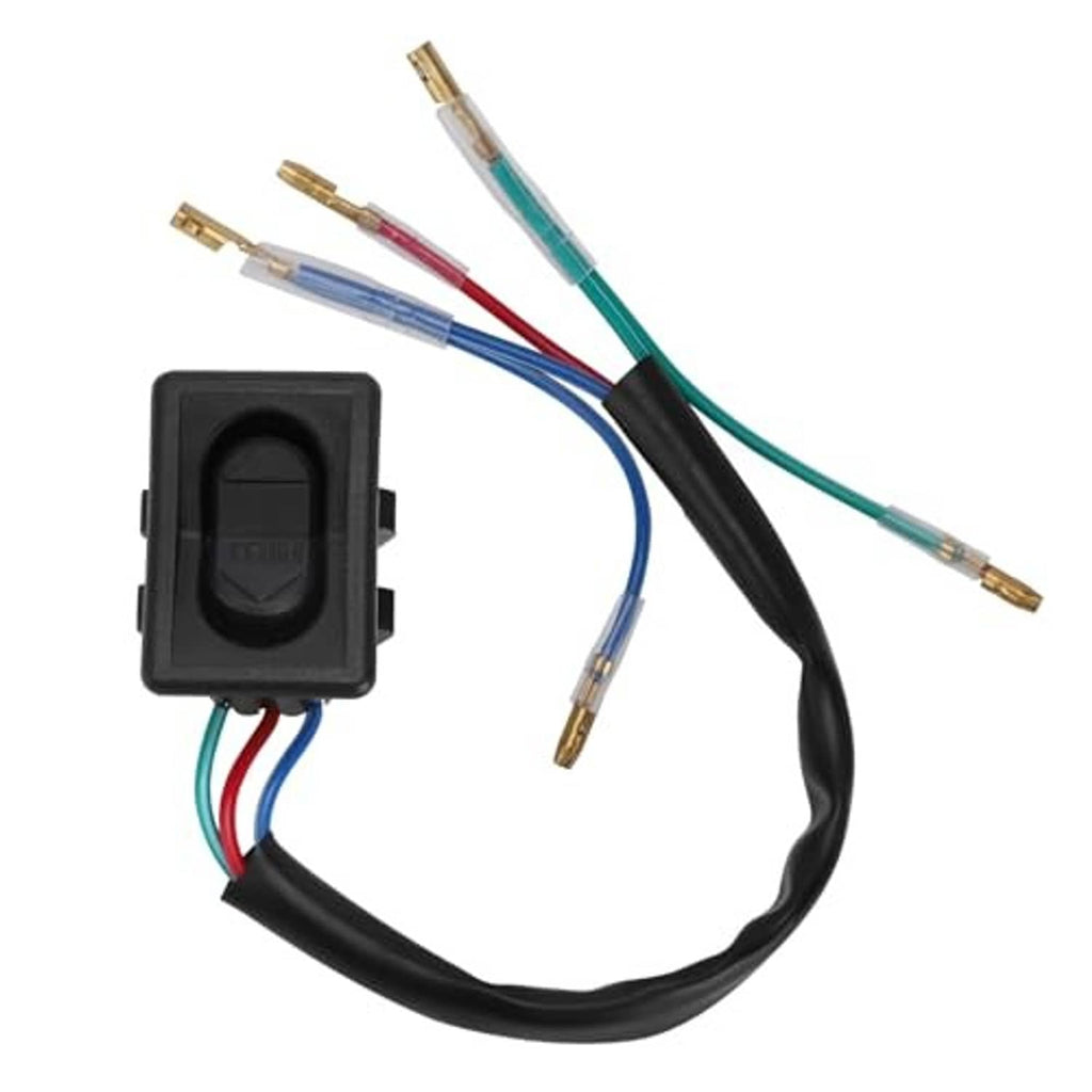 Black rocker-style tilt switch with colored wires and brass terminals