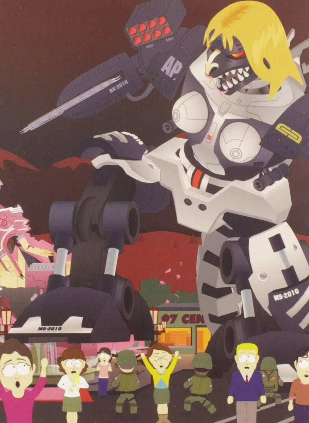 South Park Season 14 DVD inside artwork with two robot characters and action scene