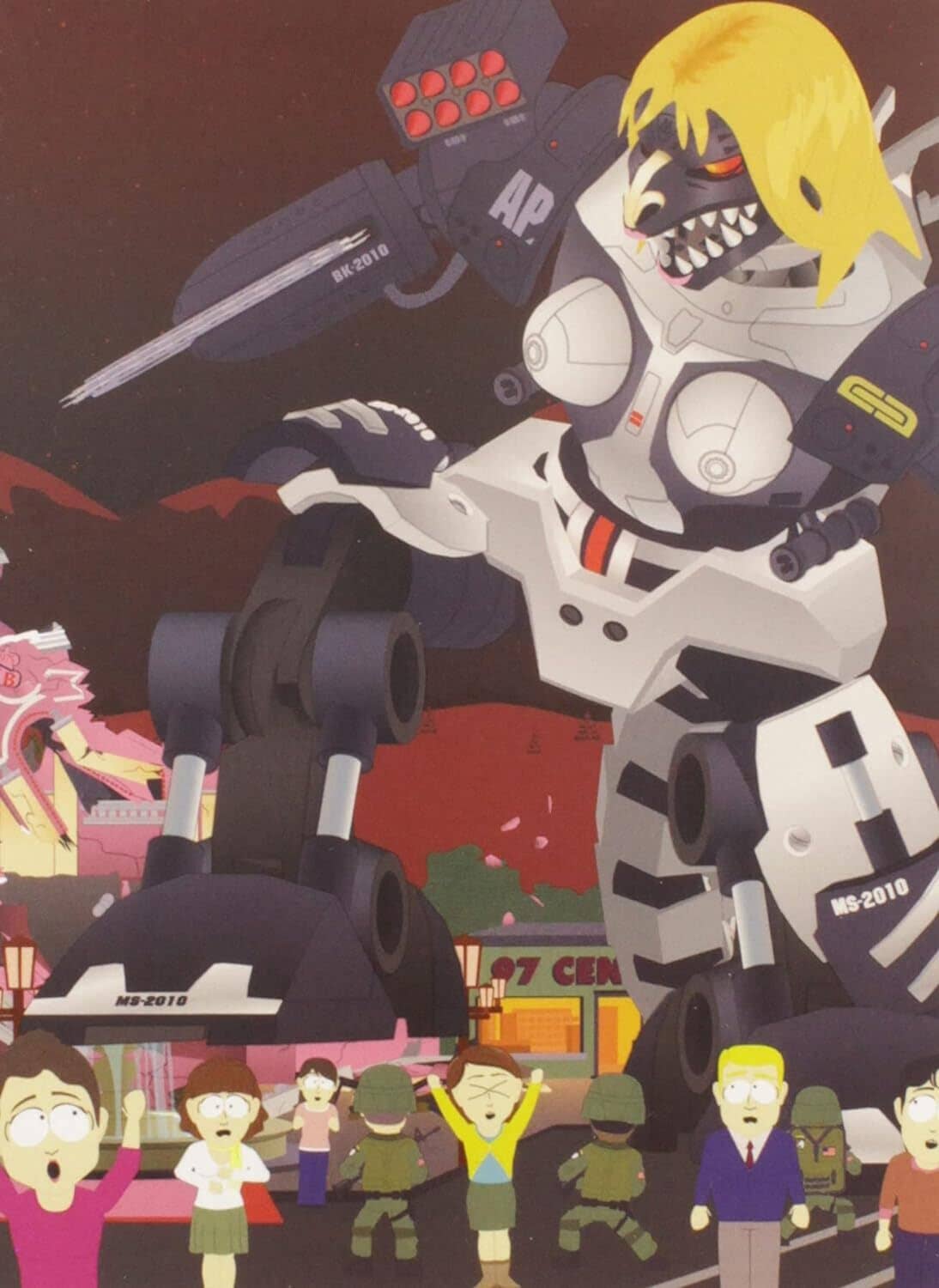South Park Season 14 DVD inside artwork with two robot characters and action scene