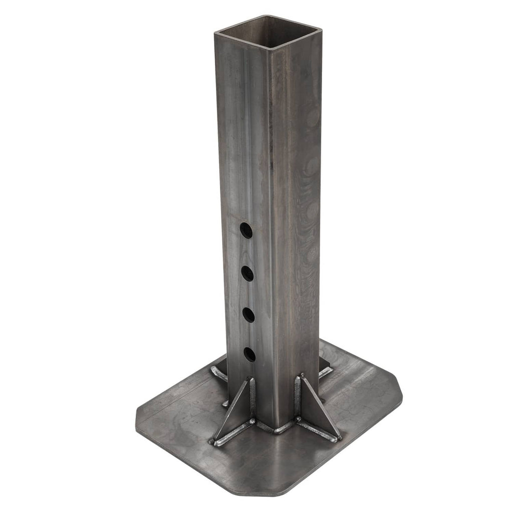 Heavy-duty trailer coupler adapter inner part, steel post with hole row and square base