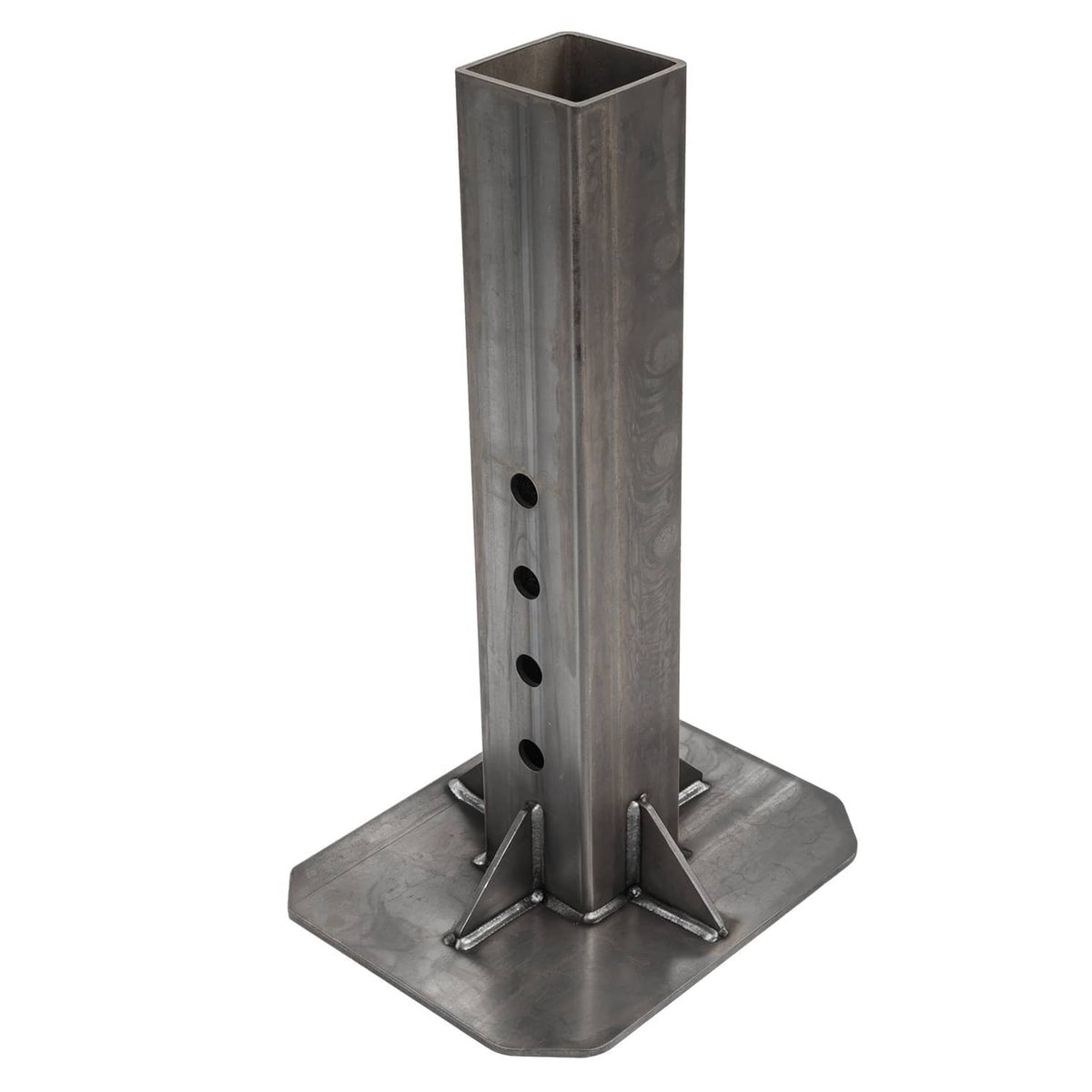 Heavy-duty trailer coupler adapter inner part, steel post with hole row and square base