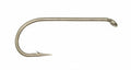 Bronze dry fly tying hook with curved shank and barb