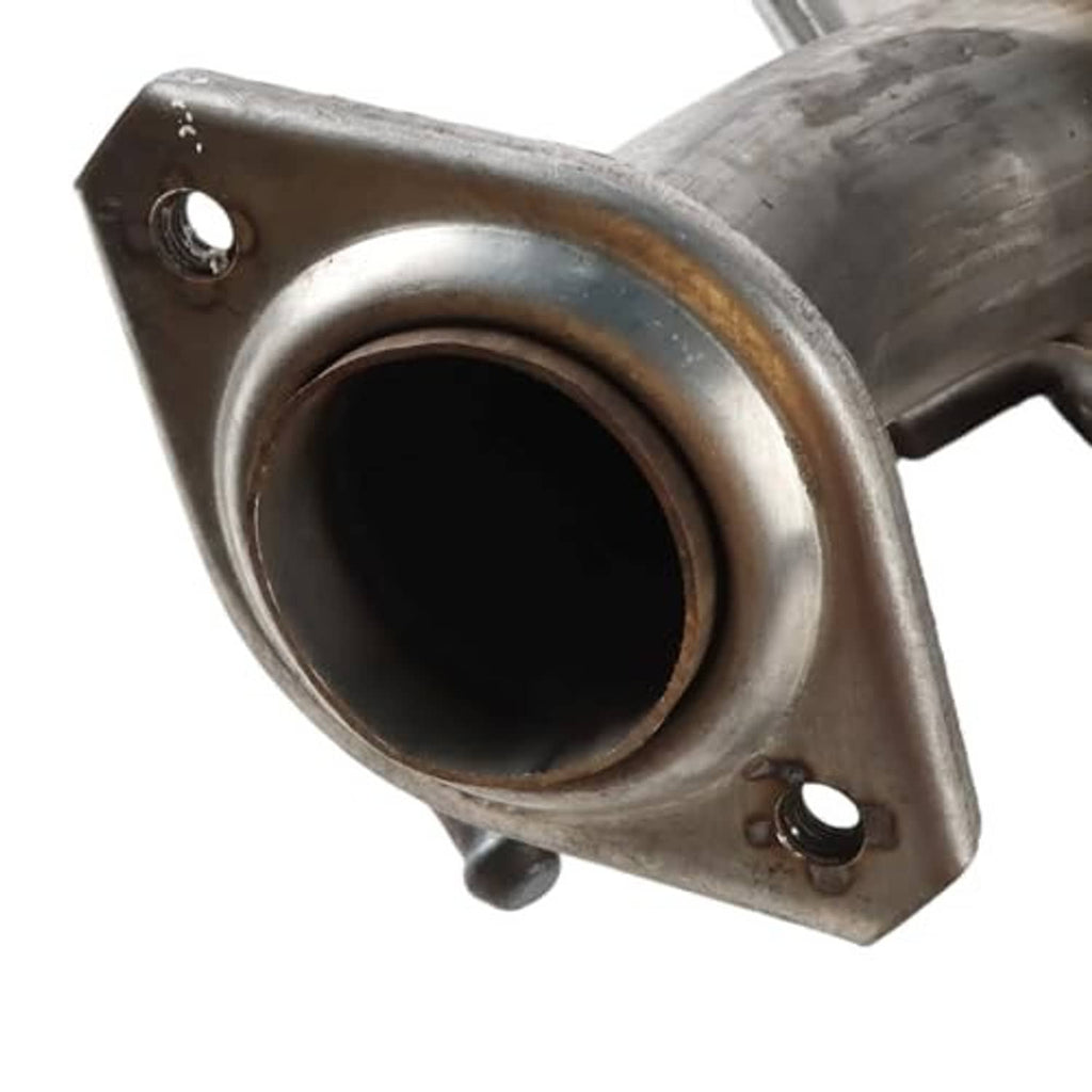 Exhaust flange with circular pipe opening and bolt holes, stainless steel connector