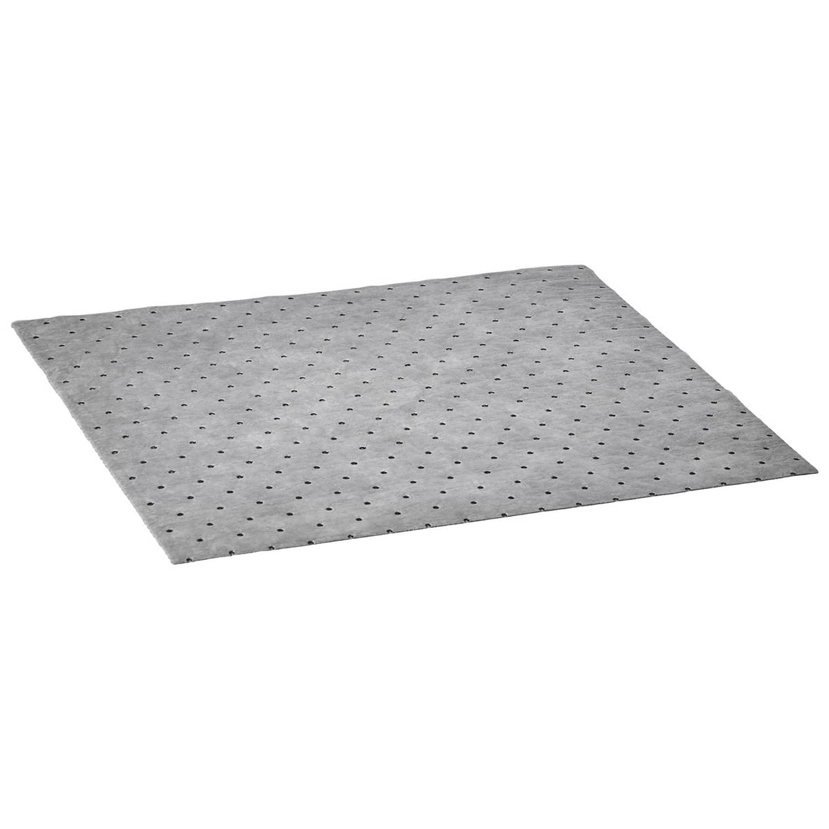 Flat gray absorbent pad sheet with dotted holes, medium-duty spill cleanup material