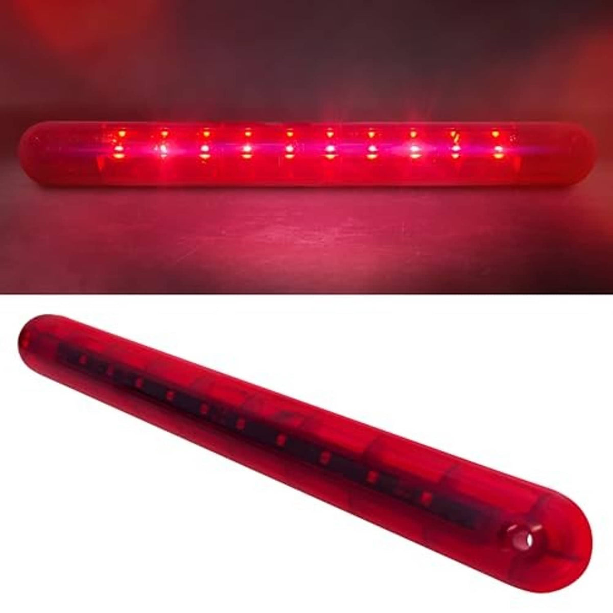 Red LED third brake light bar lit with multiple glowing segments