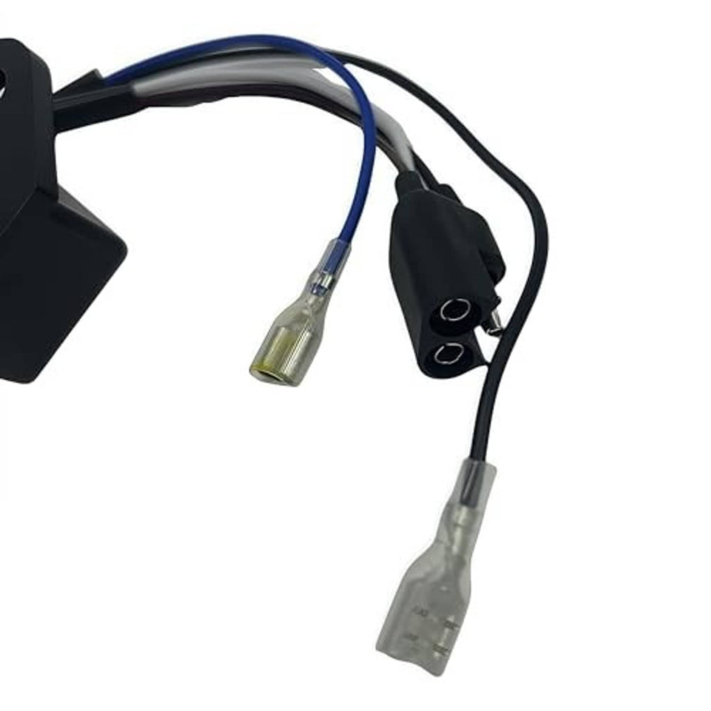 Wiring harness with CDI connector ends, featuring blue-striped wires and gray terminals