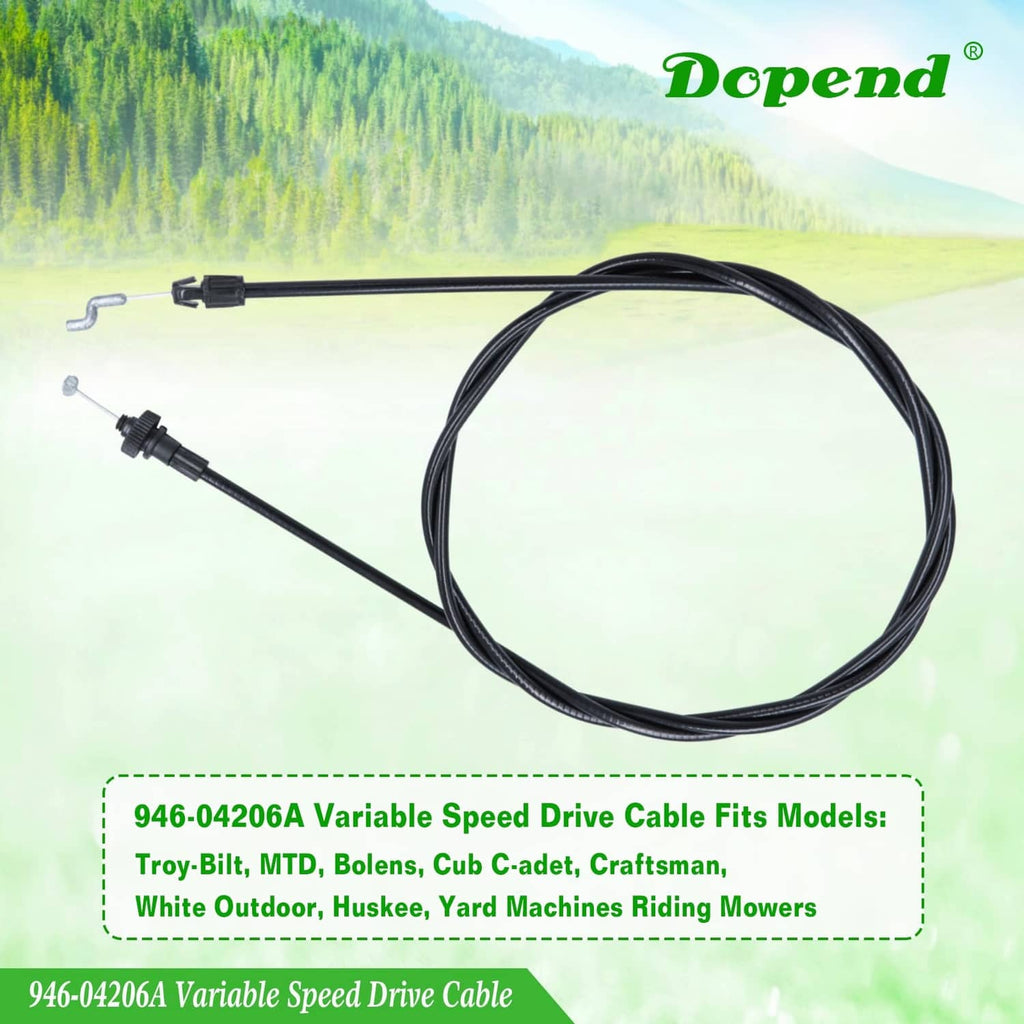 Black variable speed drive cable with throttle-style connectors on both ends