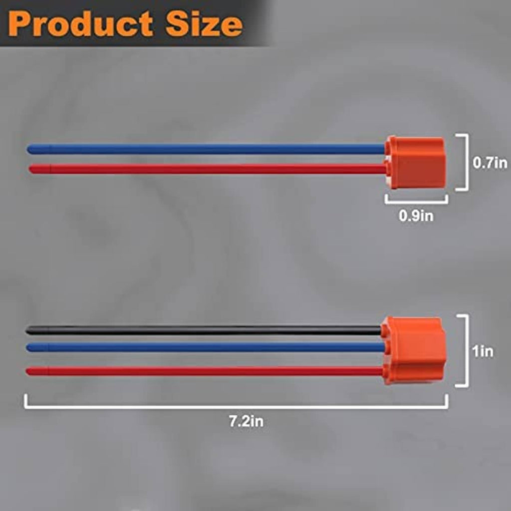 H4 female wiring harness plug pigtail with two color wires, orange connector, size shown