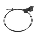 Hood latch release cable with black handle and looped wire