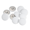 Set of white fabric-covered buttons with metal shank, 10-pack, round 20mm