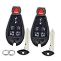 Black 7-button key fob replacement with red PANIC top, key blade and key rings