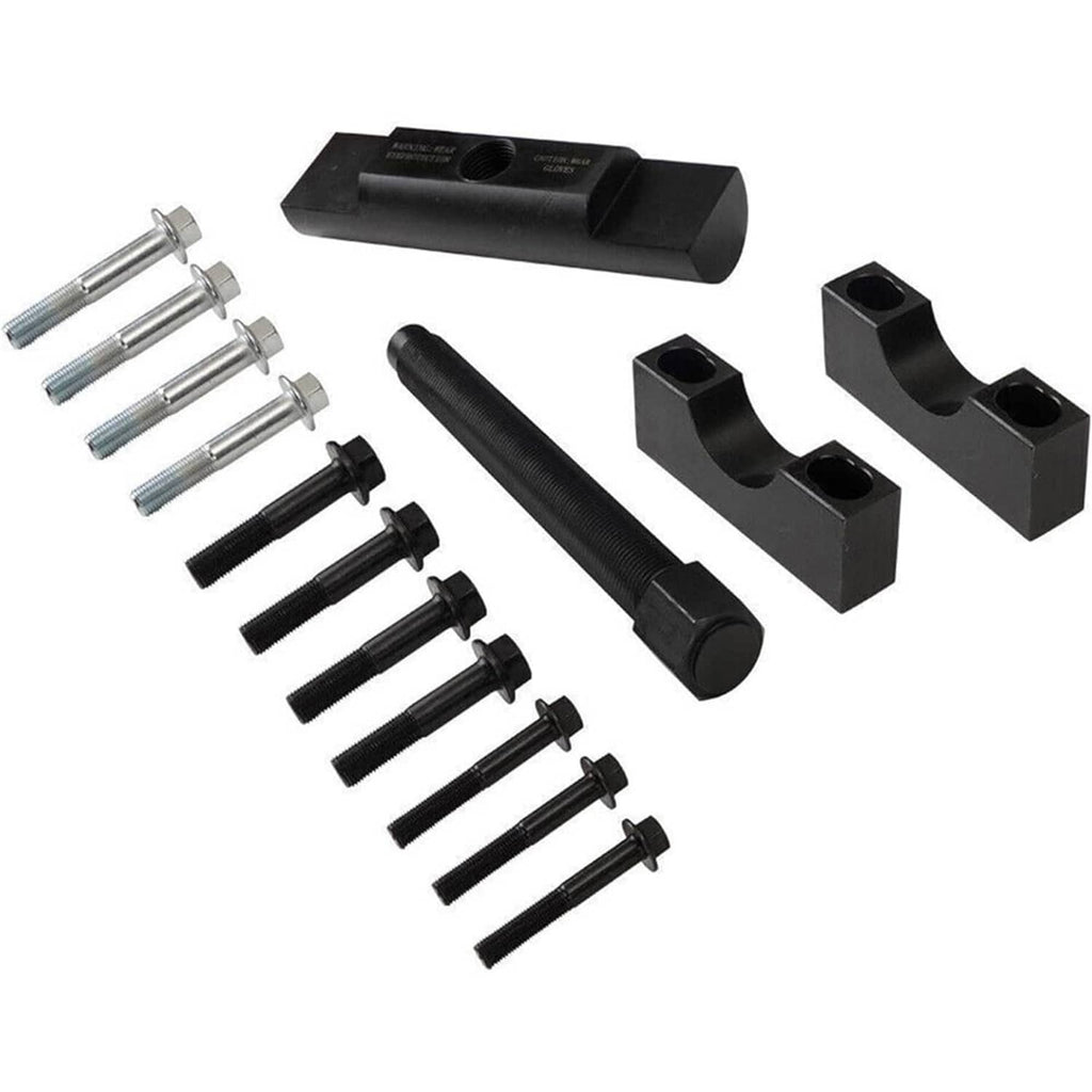 Complete yoke puller tool kit with puller bar, forcing screw, and installation bolts