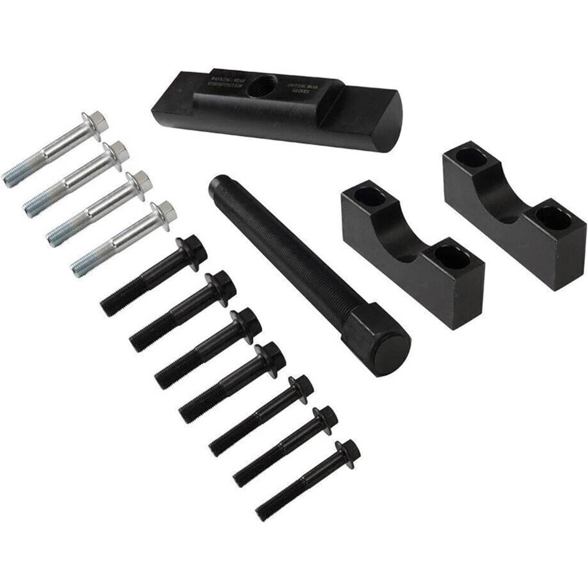 Complete yoke puller tool kit with puller bar, forcing screw, and installation bolts