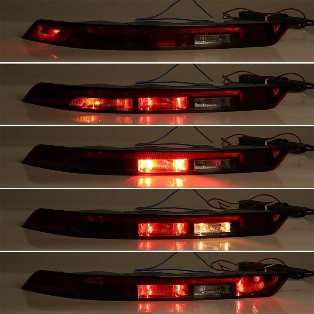 Pair of rear tail light assemblies with red and amber illuminated segments