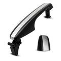 Rear right exterior door handle with chrome trim and black mounting cap