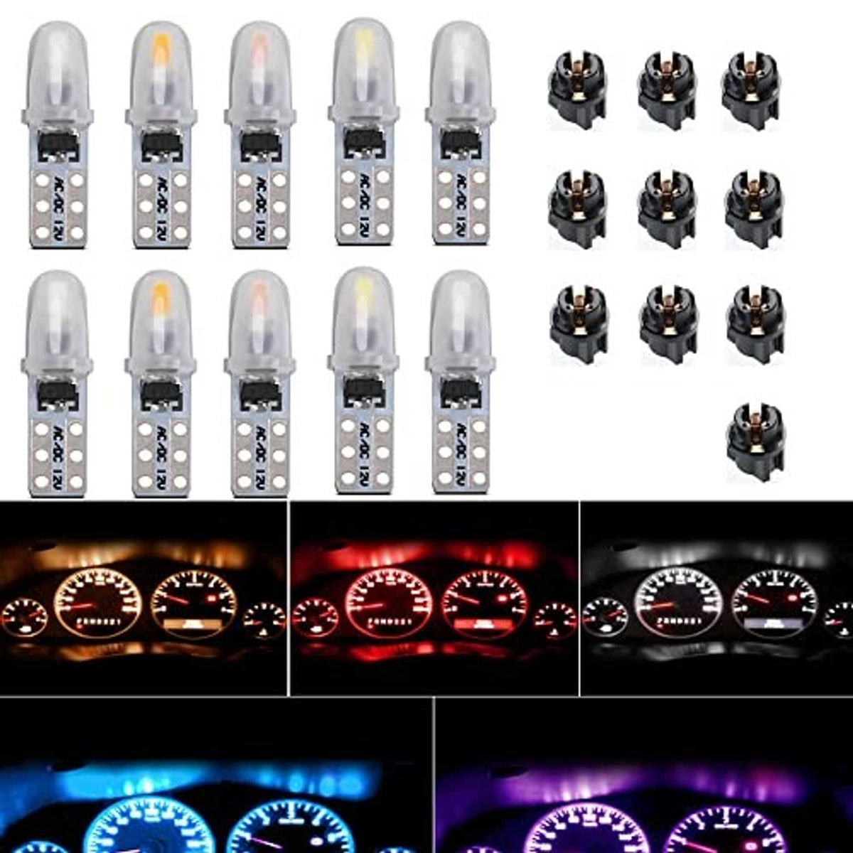 10-pack T5 LED bulbs with clear lenses and twist-lock socket bases
