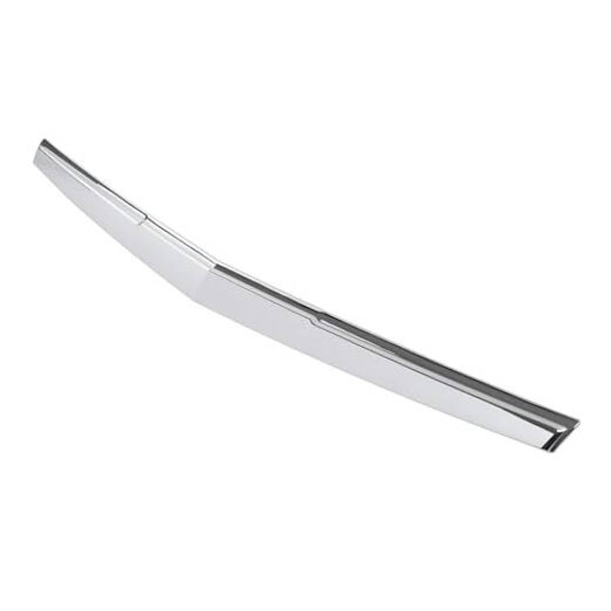 Silver hood grille trim molding, long chrome-like bar with a center seam