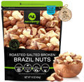 Roasted salted broken brazil nuts in resealable 1 lb bag with mixed nut pieces