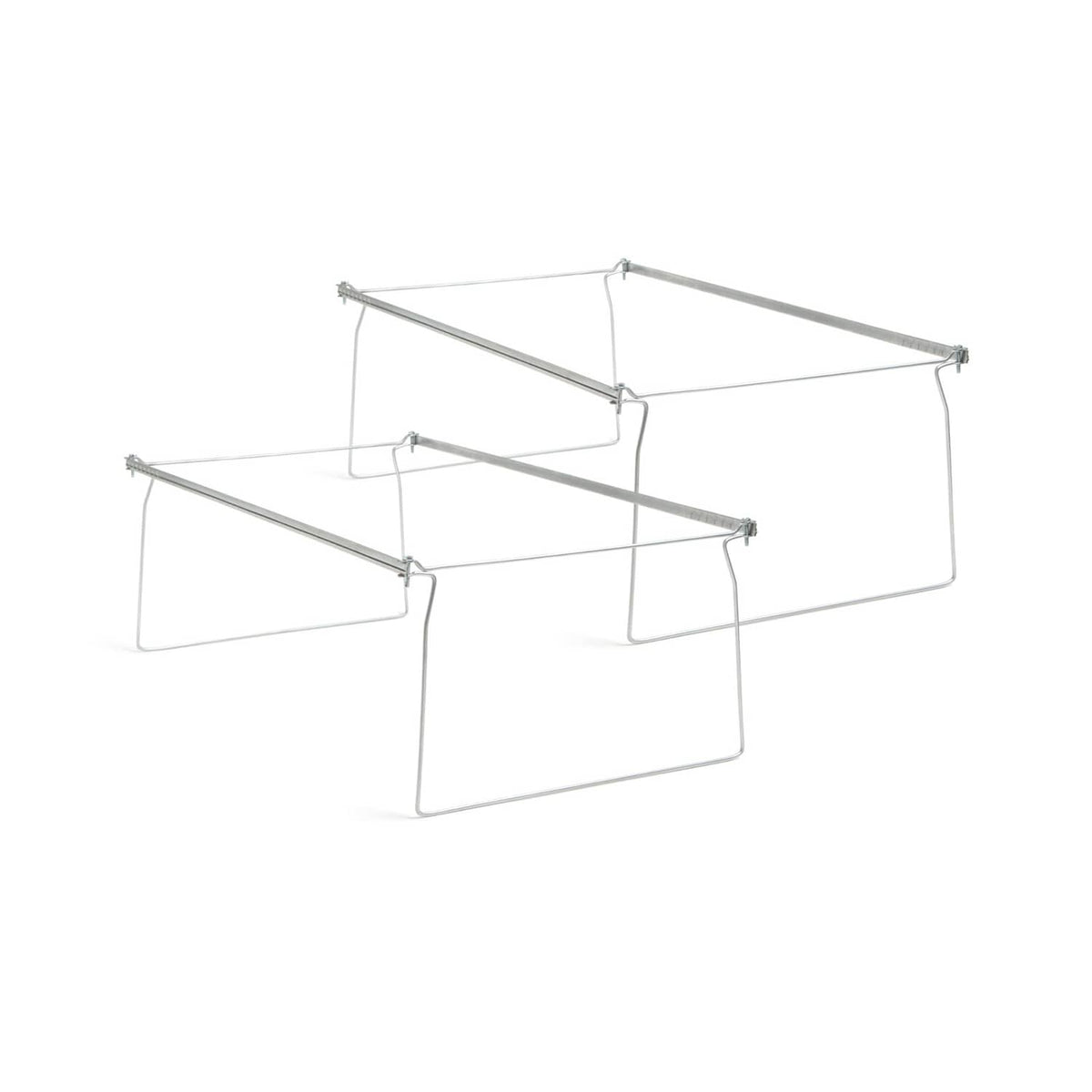 Gray steel hanging file folder frame set of 2 with adjustable depth