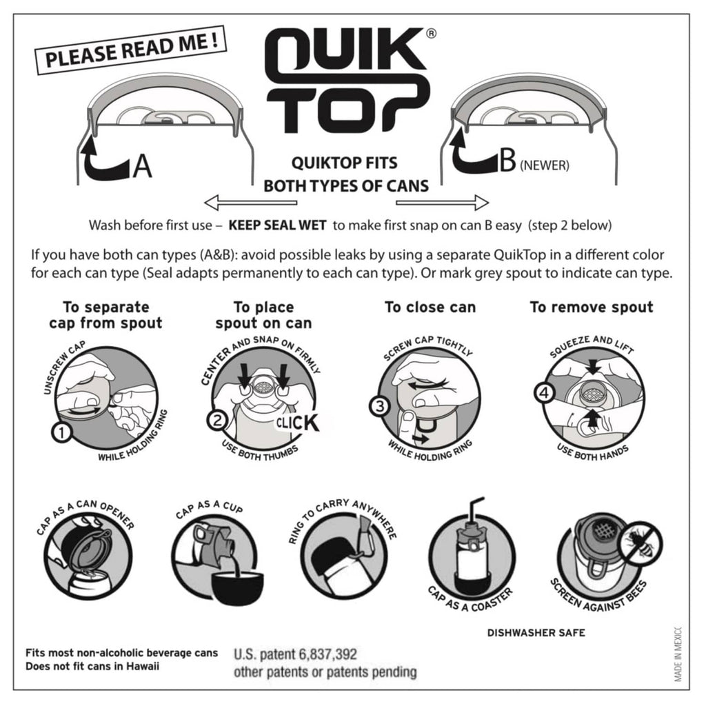 QuikTop can cap usage instruction graphic with step-by-step icons