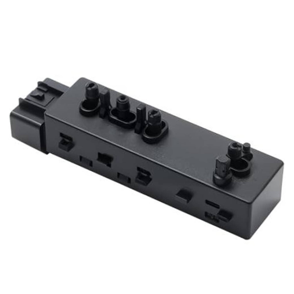 Power seat switch panel with multiple rocker buttons, black plastic control unit