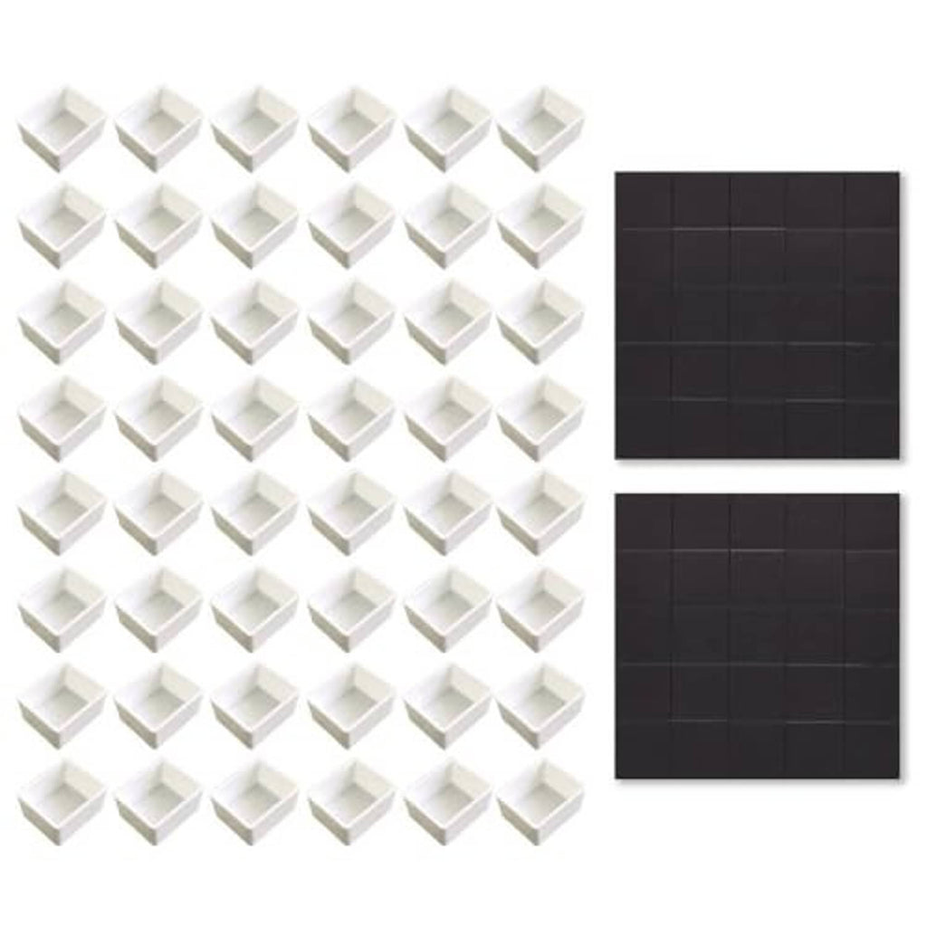White watercolor half pans with magnetic stripe organizer, square cups array