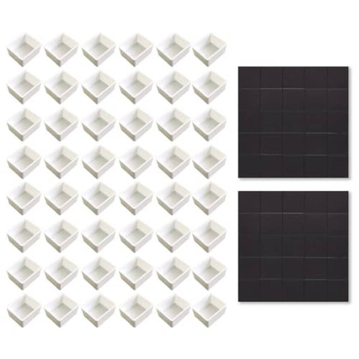White watercolor half pans with magnetic stripe organizer, square cups array