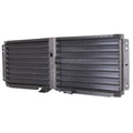 Front upper active grille shutter with motor, black louvered insert and metal frame
