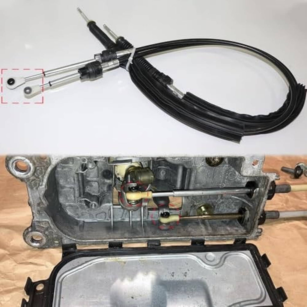 Shift cable bushing repair kit with black cable boots, short rods, and metal end clips