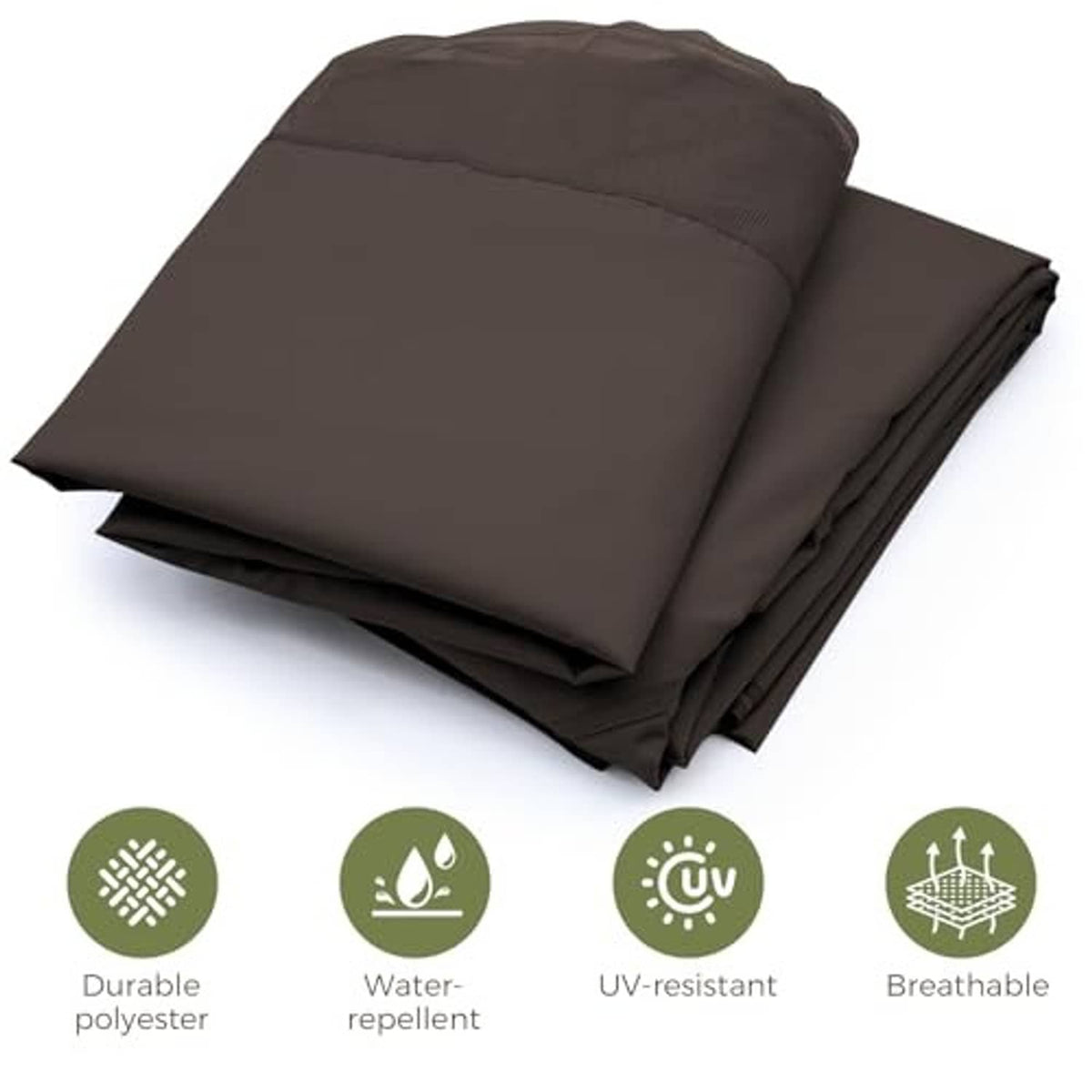 Stack of dark brown canopy top cover fabric, folded and ready to install