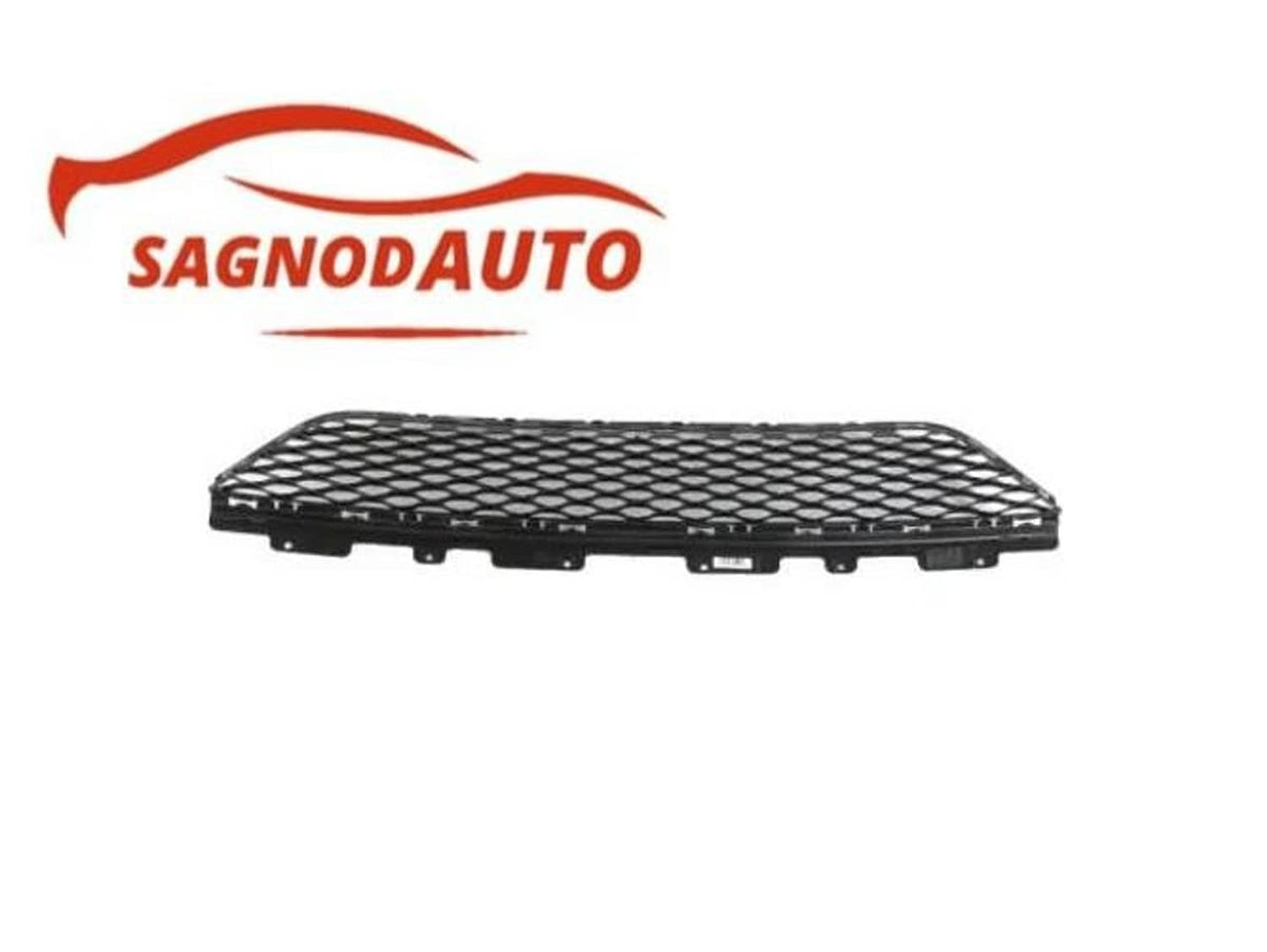 Black honeycomb mesh front grille insert panel with mounting holes and tabs