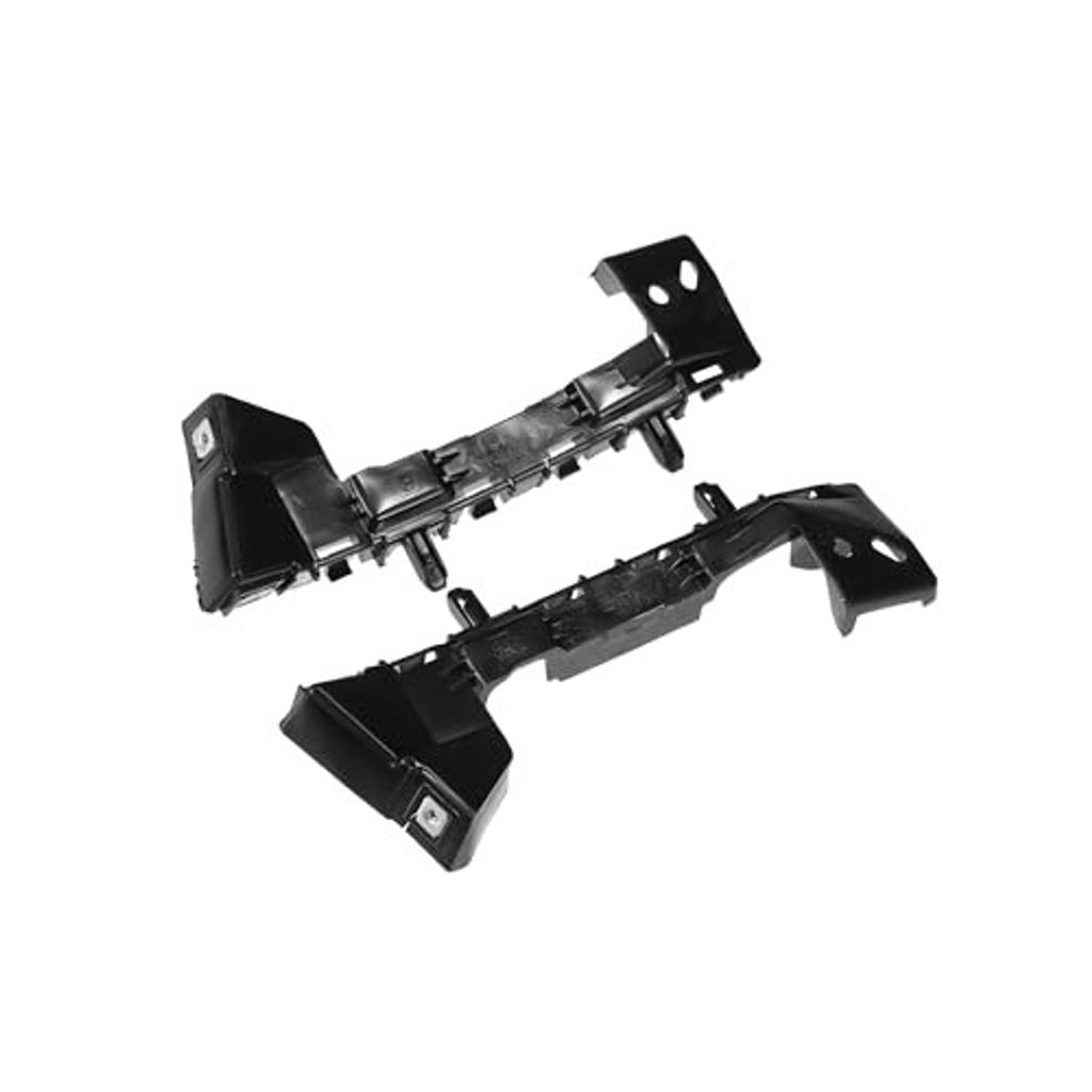 Pair of black front bumper mounting support brackets with metal reinforcement bars