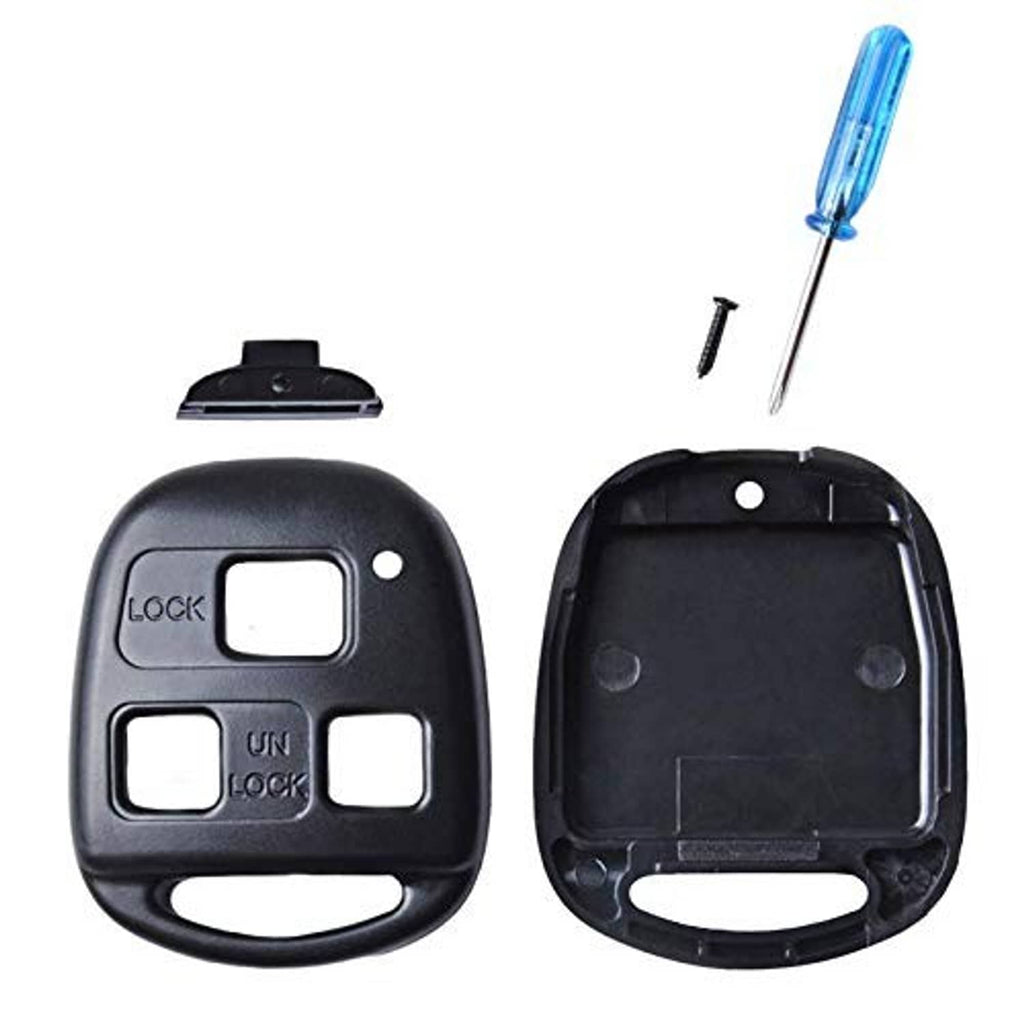 Key fob case shell for remote, front and back with key slot cutouts, black