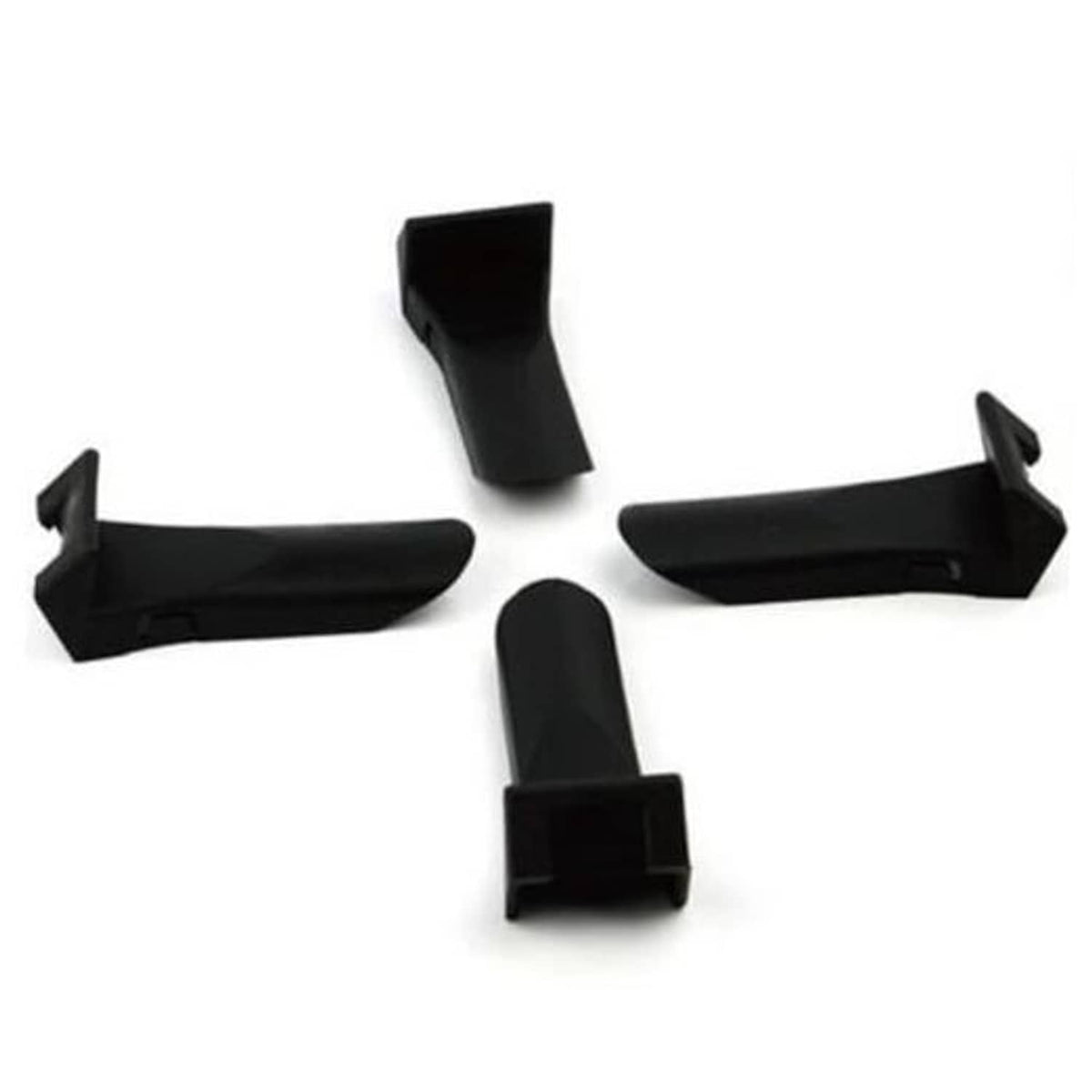 Set of black tire changer jaw protector covers with clamp-end shapes