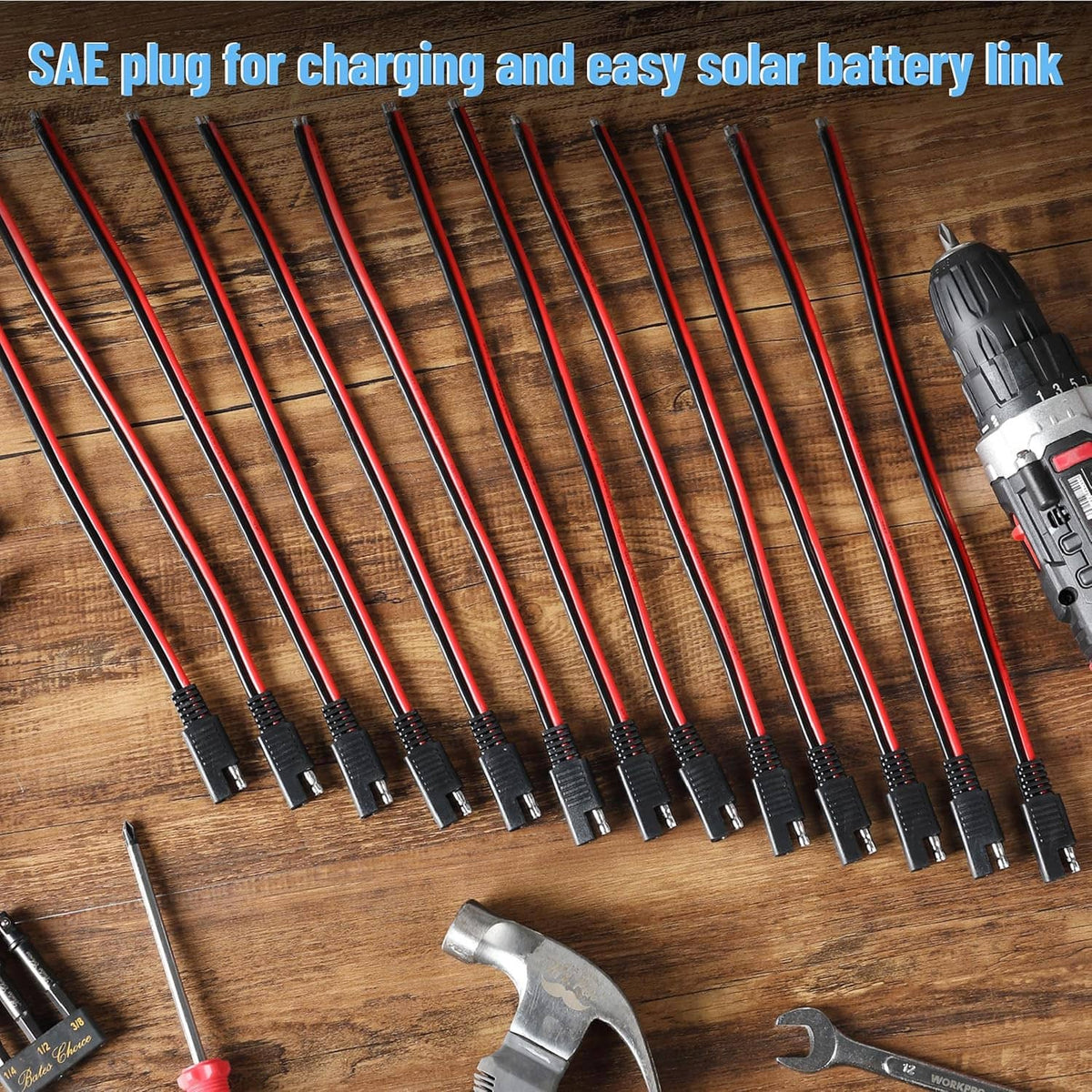 SAE plug cable kit with multiple black connectors and red/black wire leads
