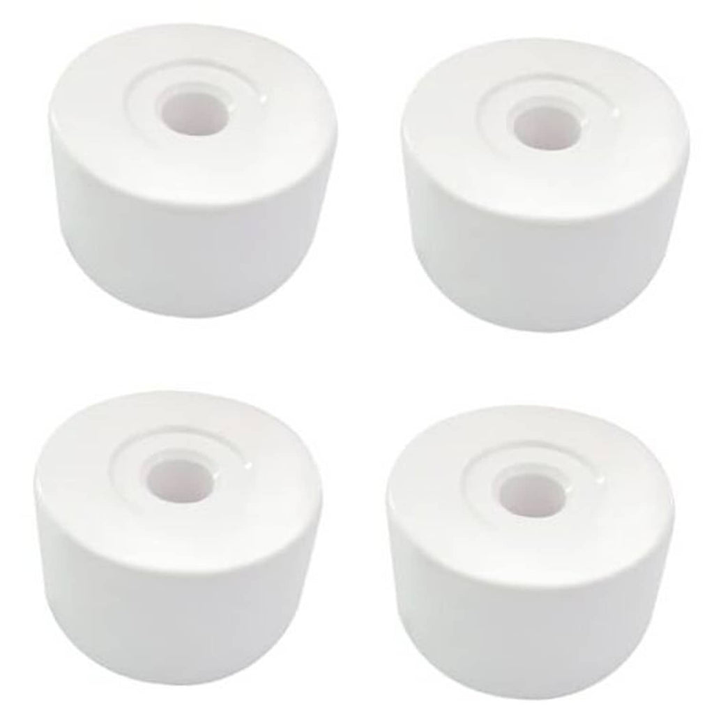 White caster pipe cap fittings, cylindrical caps with centered opening (pack view)