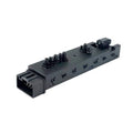 Power seat control switch module with side connector and multi-pin ports, black