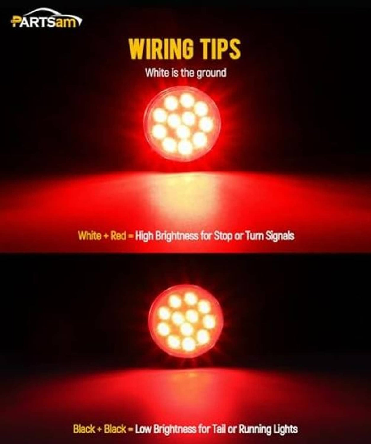 Red LED trailer light showing bright circular LED array for stop/turn