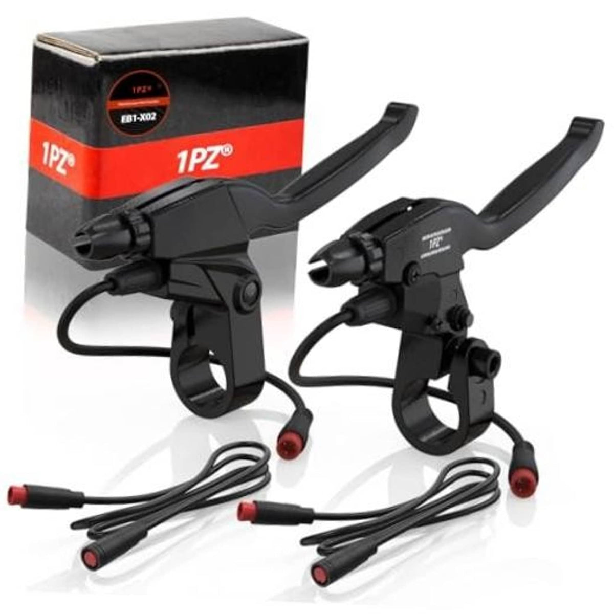 Waterproof e-brake lever set, two black levers with 2-pin wires and red connector ends