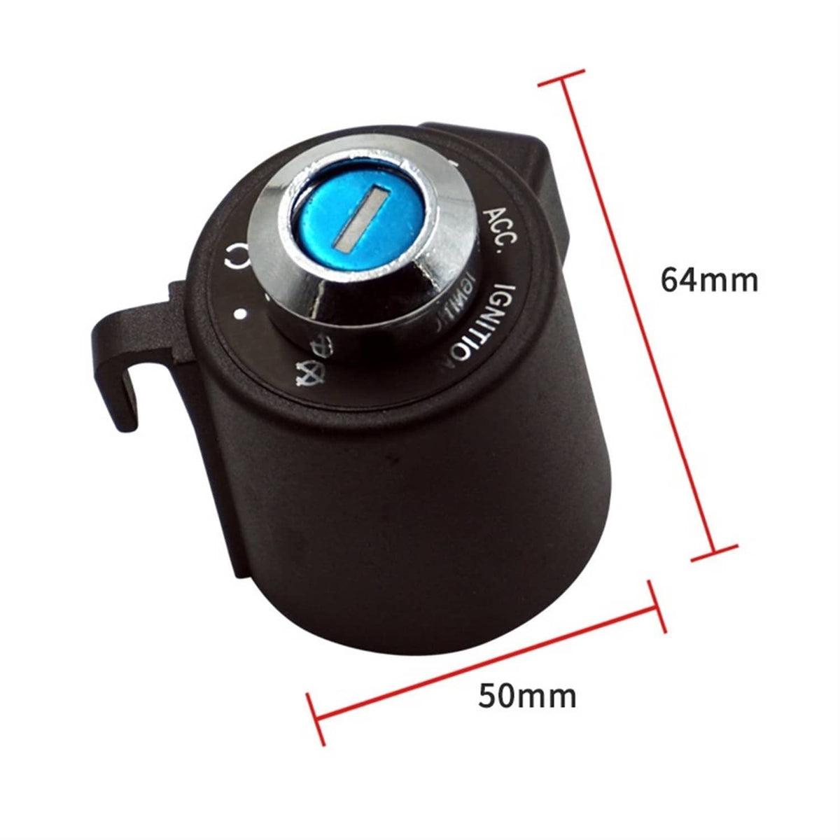 Ignition switch lock dimensions: 50mm width, 64mm height, blue-cylinder lock