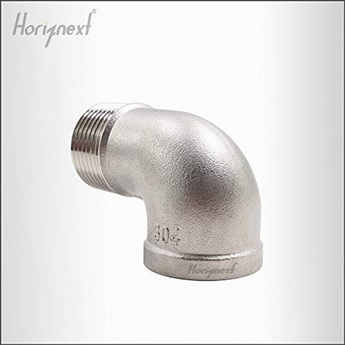 Stainless steel 90-degree elbow fitting with external NPT threads
