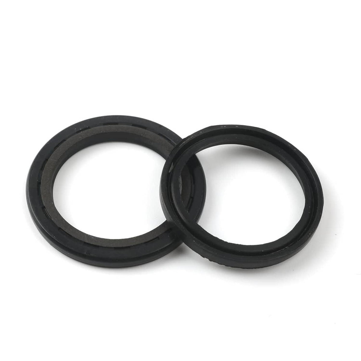 Pair of black Buna seal rings with textured outer edges
