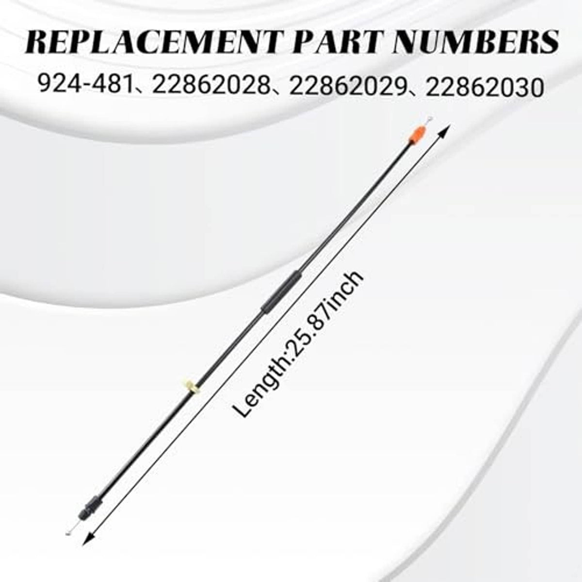 Door latch release cable, 25.8 in length, with orange connector and metal terminal