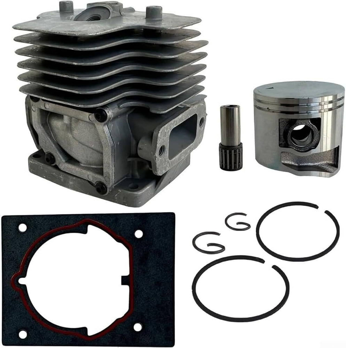 Cylinder kit engine cylinder with cooling fins, piston, rings and gasket