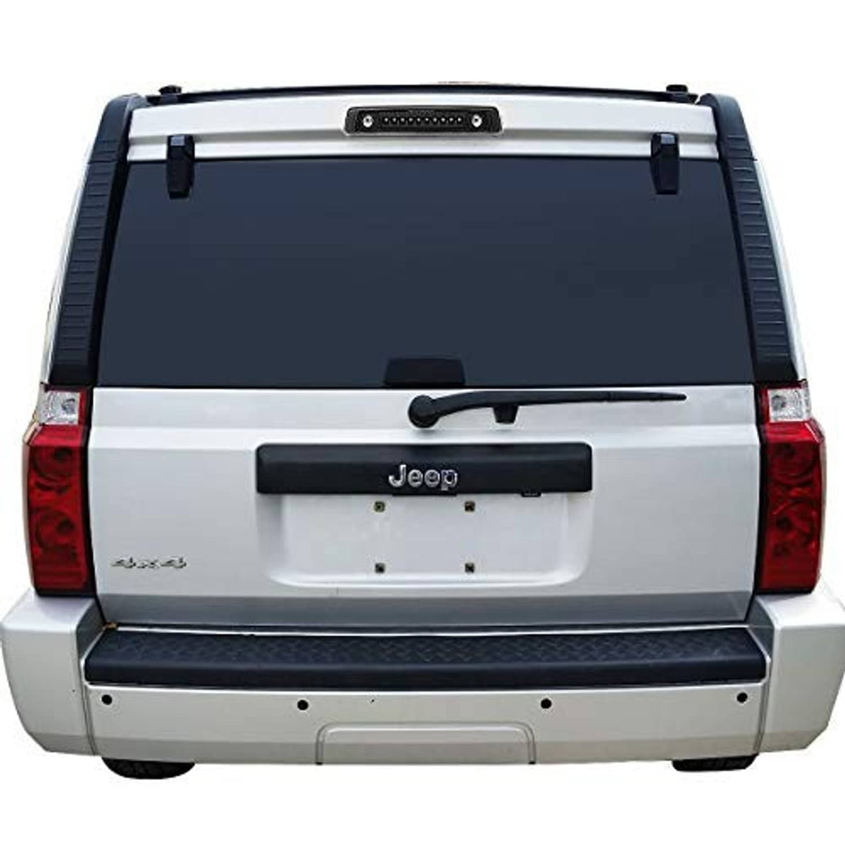 Jeep rear tailgate with black LED third brake light mounted under the window
