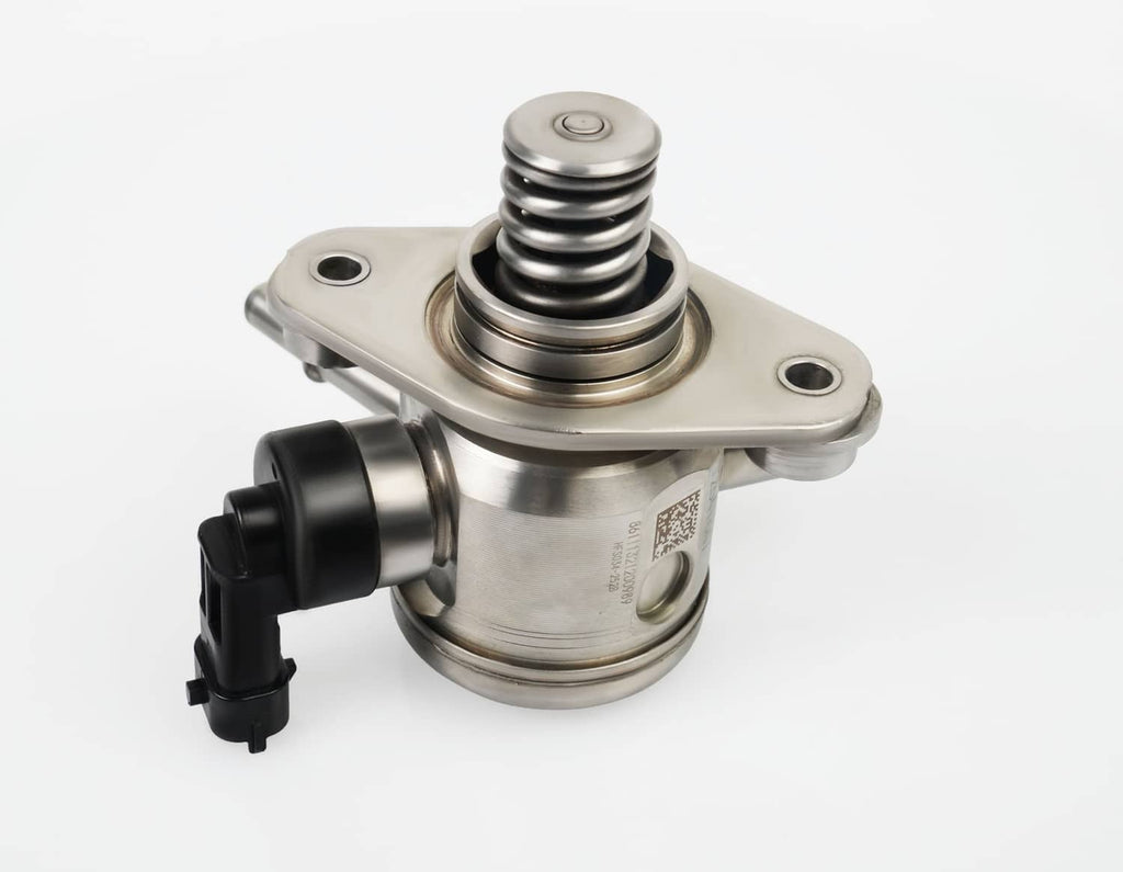 High pressure fuel pump with top spring and black electrical connector, side view